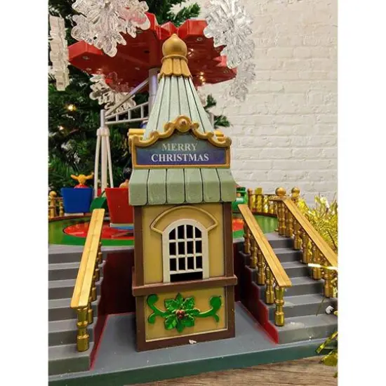 Animated Christmas Carousel Village Decoration {4}