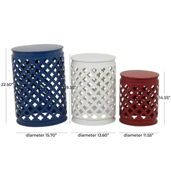 Multi Colored Metal Coastal Accent Table, Set of 3" Set of 3" 23", 19", 15" {7}