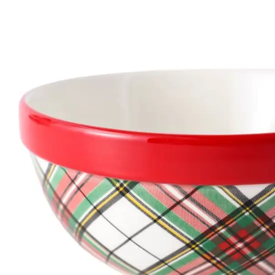8" Green & Red Plaid Ceramic Bowl by Ashland&reg; {3}