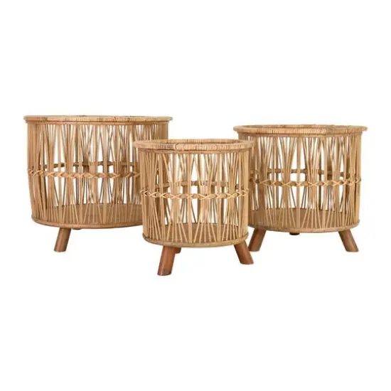 Hello Honey&reg; Woven Bamboo Footed Baskets Set {3}
