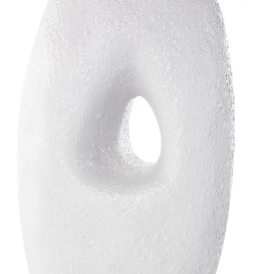 15" White Ceramic Abstract Textured Vase with Cutout Center {5}