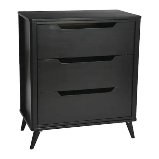 Hello Honey&reg; 37.5" Yume Mid Century Modern Solid Wood 3-Drawer Dresser Chest Black Stain Finish {1}