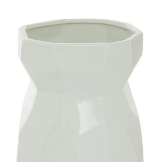 CosmoLiving by Cosmopolitan White Ceramic Modern Vase, 16" x 8" x 8" {4}
