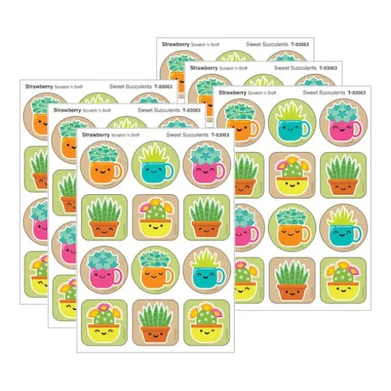 TREND Enterprises® Sweet Succulents, Strawberry Scent Scratch 'n Sniff Stinky Stickers®, 48 Per Pack, 6 Packs {1}