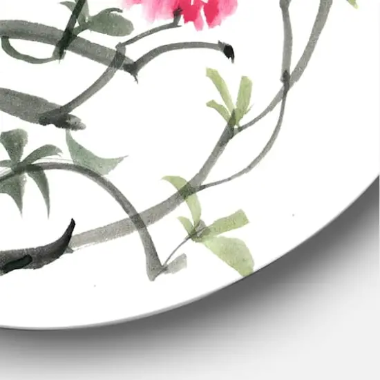 Designart - Vintage Purple Azalea Flower - Traditional Metal Circle Wall Art {5}