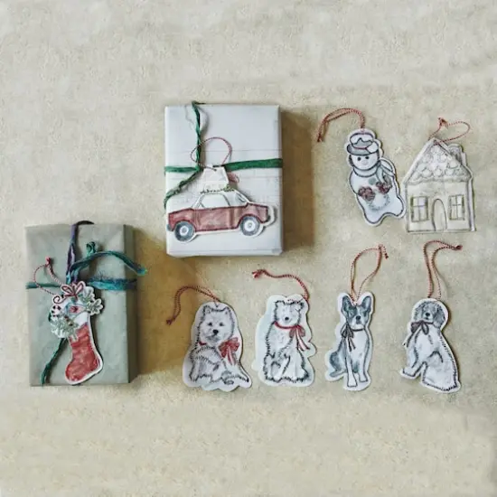 Hello Honey&reg; Embroidered Handmade Holiday Icons Recycled Paper Ornament Set {3}