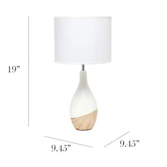 Simple Designs Strikers Basic Table Lamp Off White/Light Wood {4}