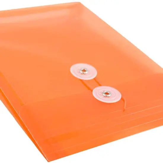 JAM Paper 6.25" x 9.25" Orange Plastic Button String Open End Envelopes, 120ct. {3}