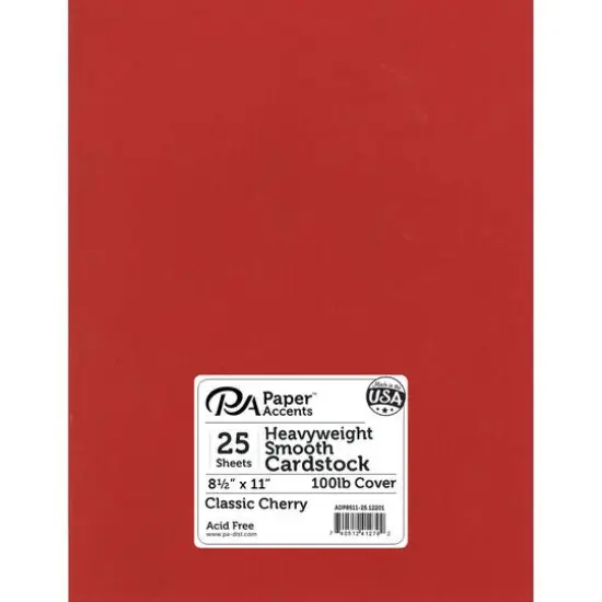 PA Paper&trade; Accents 8.5" x 11" 100lb. Smooth Cardstock, 25 Sheets Classic Cherry {1}