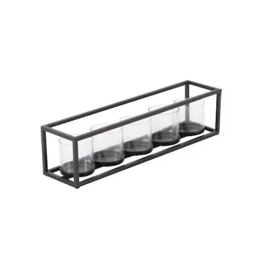 22" Black Iron Contemporary 5 Candlestick Holder {4}