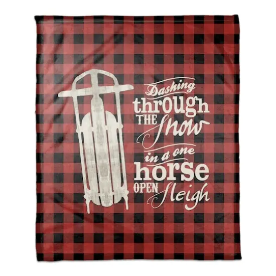 One Horse Open Sleigh 50x60 Coral Fleece Blanket {1}