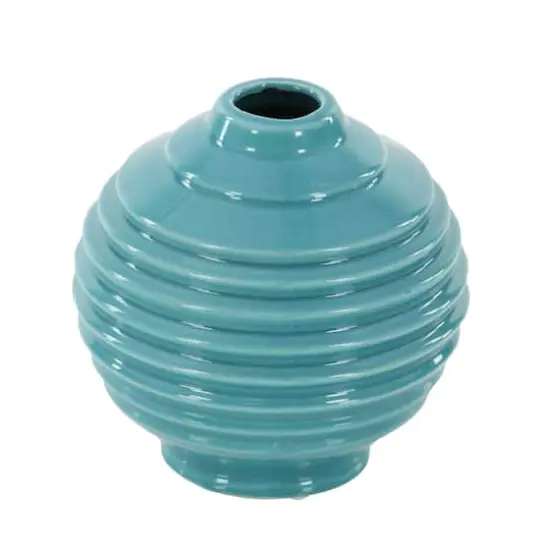 Blue Stoneware Modern Vase Set {5}