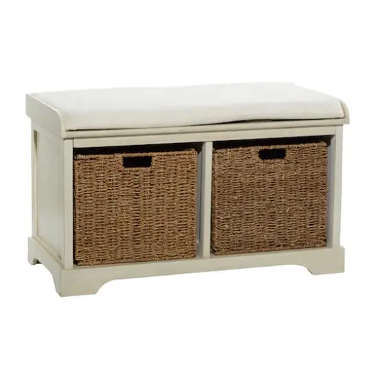 White Traditional Wood Storage Bench, 20" x 34" {1}