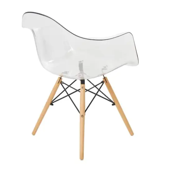31" Clear Acrylic Mid Century Modern Eiffel Style Accent Chair with Wood Legs {6}