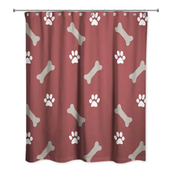 Bones & Paws Shower Curtain Red {3}