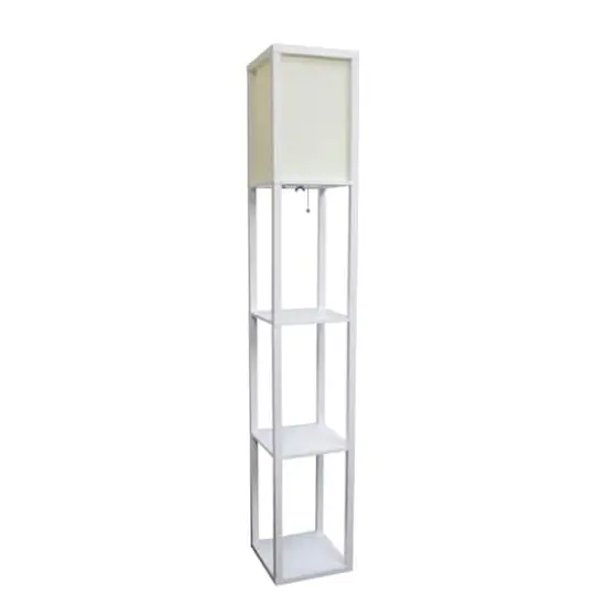 Lalia Home 5ft. Column Shelf Floor Lamp with Linen Shade White {1}