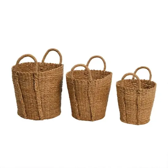 Hello Honey&reg; Natural Handwoven Bankuan Basket with Braided Handles Set {3}