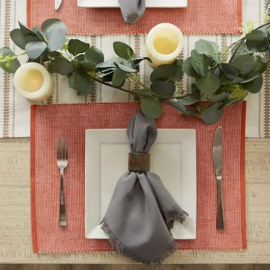 DII&reg; 2-Tone Ribbed Placemats, 6ct. Red and white {5}