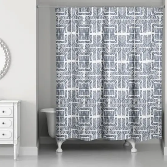 Shibori Squares Shower Curtain Slate {1}