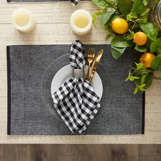 DII&reg; 2-Tone Ribbed Placemats, 6ct. Black and white {12}