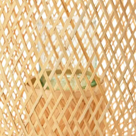 Hello Honey&reg; 23.5" Natural Hand-Woven Bamboo Lantern with Jute Handle & Glass Insert {6}
