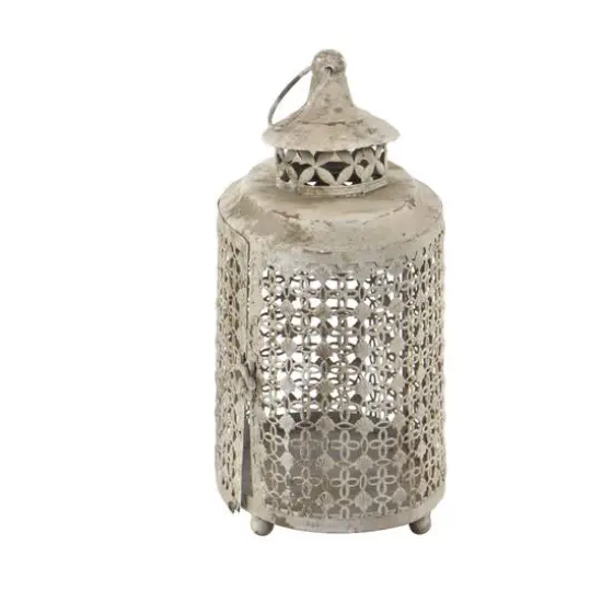 Beige Metal Rustic Lantern Set {4}
