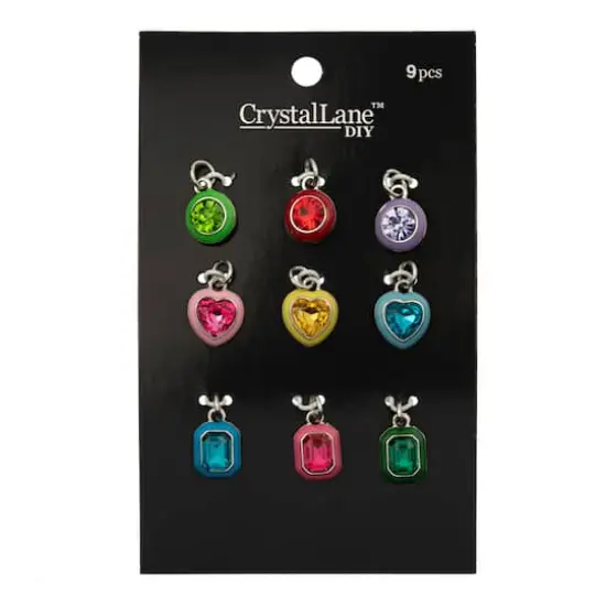 Crystal Lane DIY Silver Enamel Rhinestone Charms, 9ct. {3}