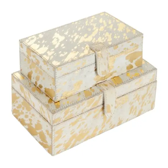 White & Gold Leather Rustic Box Set {1}