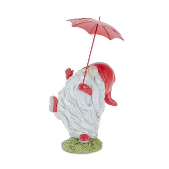 Whimsical Dancing Garden Gnome Figurines with Umbrellas Set {4}