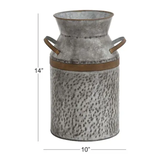 14" Gray Decorative Milk Can {5}