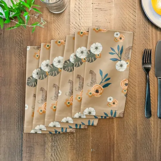 Tropical Jag Cotton Twill Napkin Beige {4}