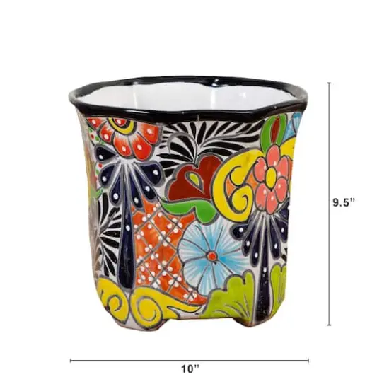10" Handmade Mexican Talavera Ceramic Planter {3}