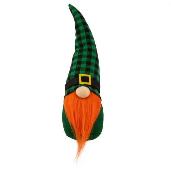 13" Green and Black Plaid St. Patrick's Day Leprechaun Gnome {1}