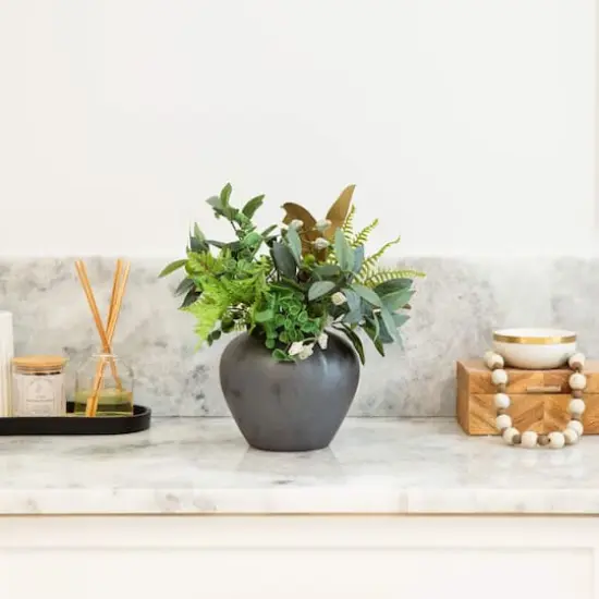 7in. Black Round Urn Vase {5}