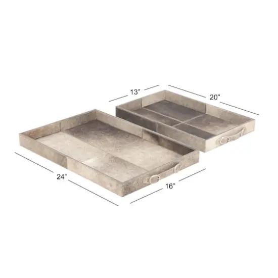 Gray Wood Traditional Tray Set {5}