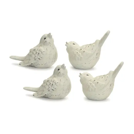 Ivory Terra Cotta Bird Figurines Set {1}