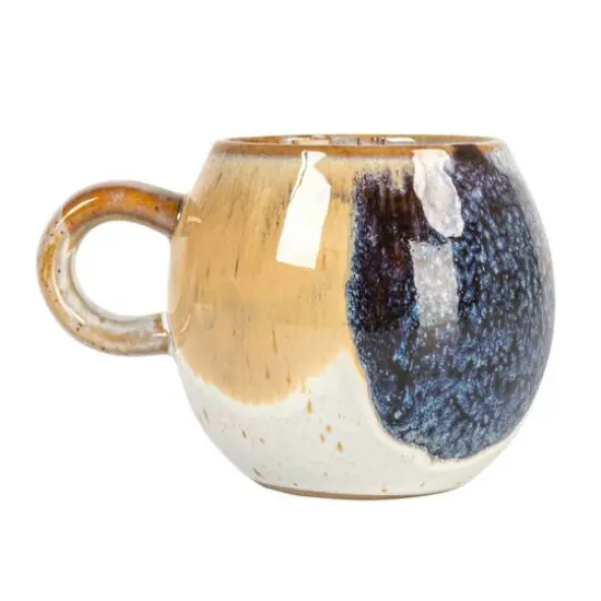 Hello Honey&reg; 2.75" Tan & White Earthen Sip Stoneware Mugs, 4ct. {8}