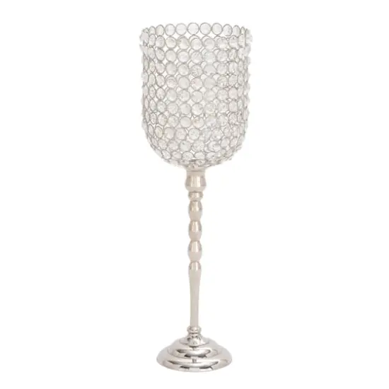Clear Aluminum and Crystal Glam Candle Holder, 19" x 6" x 6" {1}