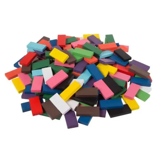 Toy Time Colorful Wooden Dominoes Block Set {7}