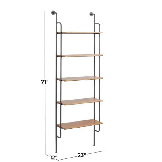 Brown Iron Industrial Wall Shelf, 71" x 23" x 12" {7}