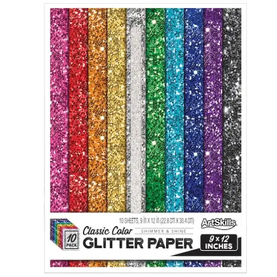 ArtSkills&reg; 9" x 12" Classic Color Glitter Paper, 10 Sheets {1}