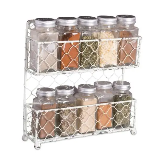 DII&reg; 10" Antique White 2 Row Chicken Wire Spice Rack {3}