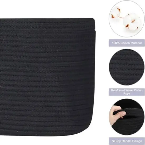 NEX&trade; Black Cotton Rope Storage Baskets, 3ct. {4}
