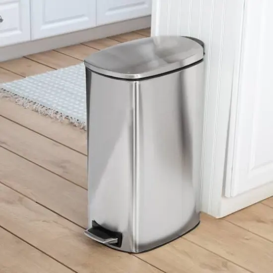 40L Tall Slim Stainless Steel Step Trash Can With Lid {1}