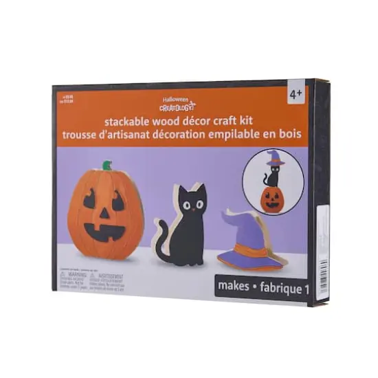 Jack-o'-Lantern & Witch Cat Stackable Wood D&eacute;cor Craft Kit by Creatology&trade; {3}