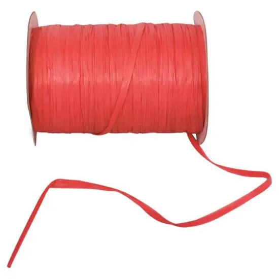 JAM Paper 1/4" Matte Raffia Ribbon, 100yd. Neon Coral {1}