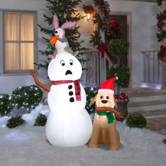 Airblown&reg; 6ft. Christmas Inflatable Snowman with Bunny & Dog {3}