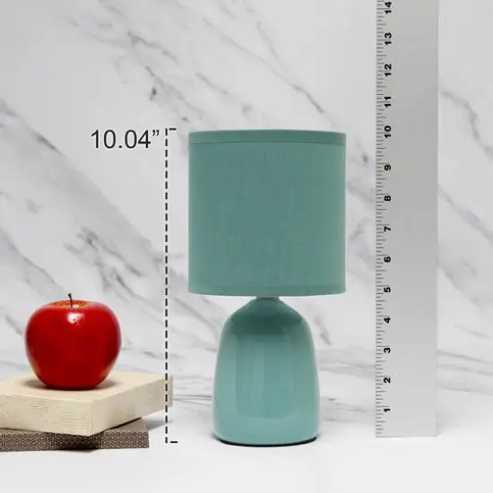 Simple Designs 10" Thimble Base Ceramic Table Lamp Seafoam Green {5}