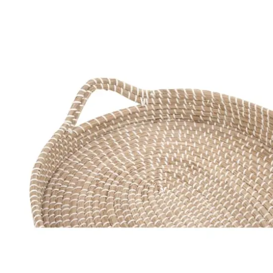 Brown Sea Grass Boho Style Tray Set {3}