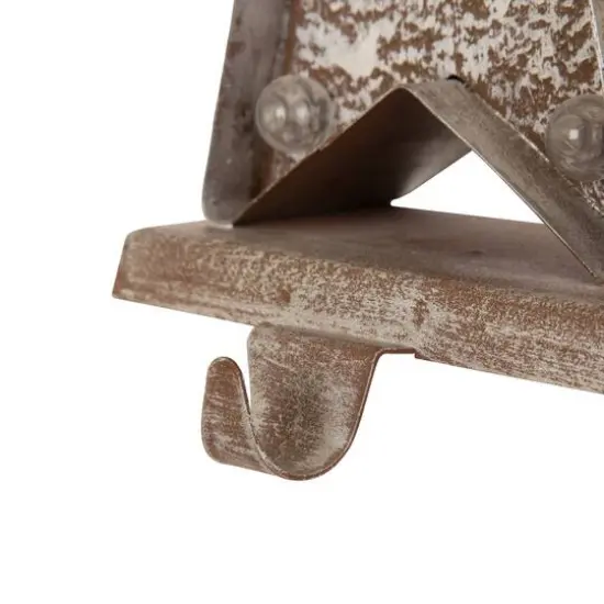 Glitzhome&reg; 8" Marquee LED Star Wooden & Metal Stocking Holder Set {7}
